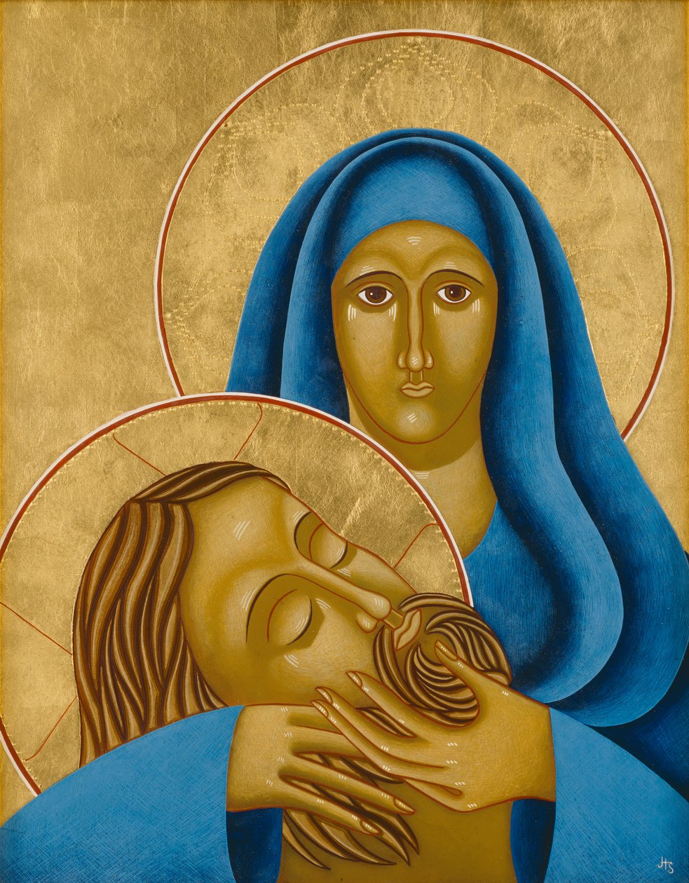 Pieta, 2004 (tempera jajowa i 24-karatowe złoto na drewnie) autorstwa Jodi Simmons