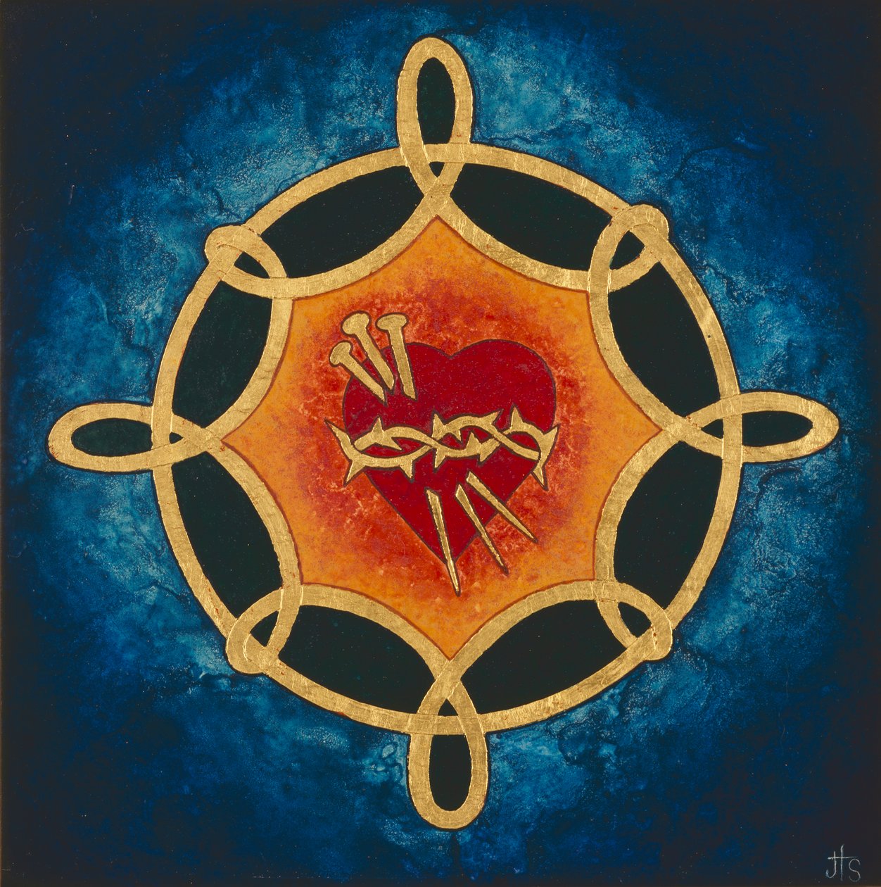 Najświętsze Serce, 2005 (tempera jajowa i 24-karatowe złoto na drewnie) autorstwa Jodi Simmons
