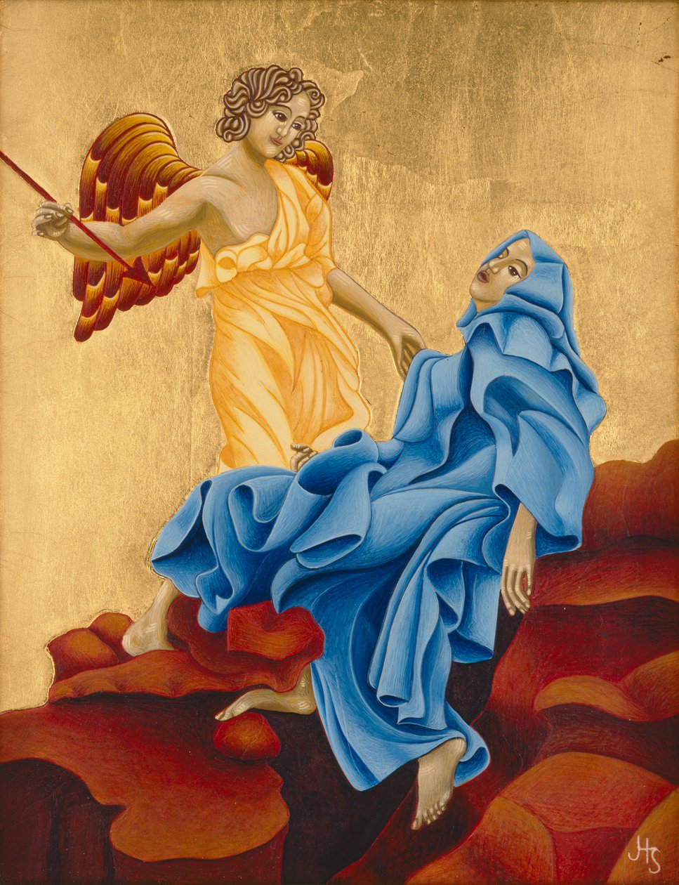 Święta Teresa z Avila, 2004 (tempera jajowa i 24-karatowe złoto na drewnie) autorstwa Jodi Simmons