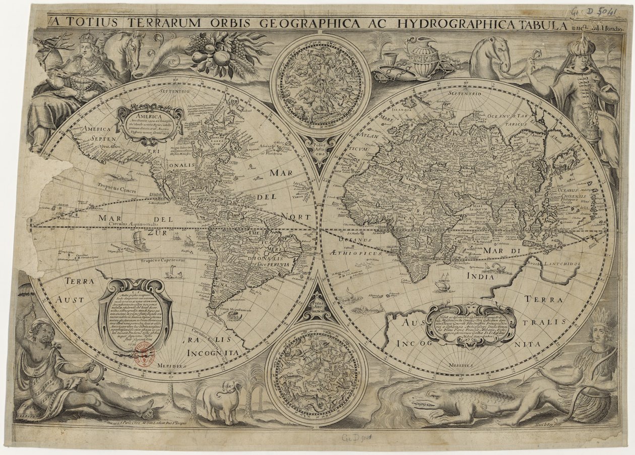 Mapa świata, 1631 autorstwa Jodocus Hondius