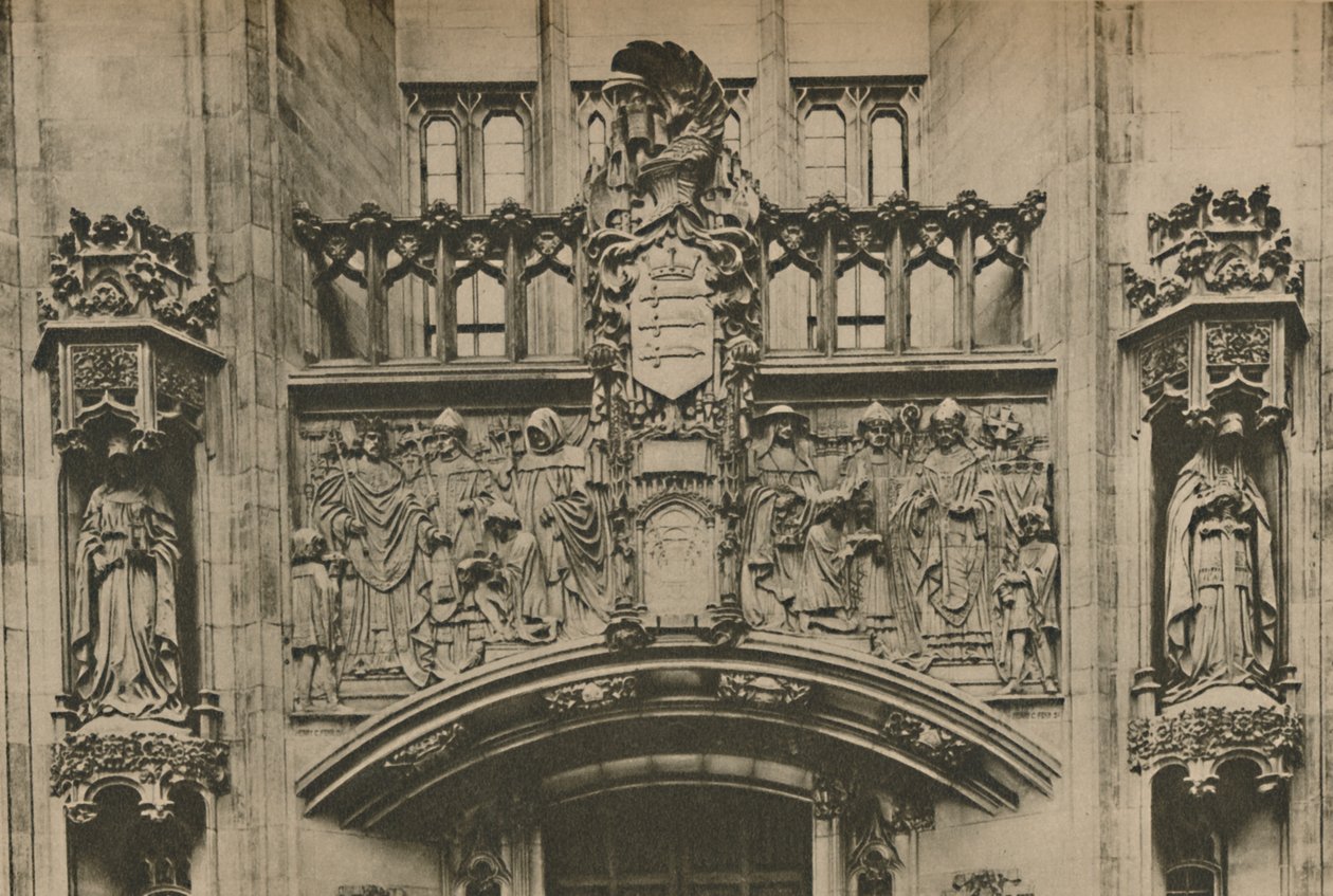 Rzeźba w kamieniu pod herbem Middlesex w Guildhall, Westminster, c1935. autorstwa Joel