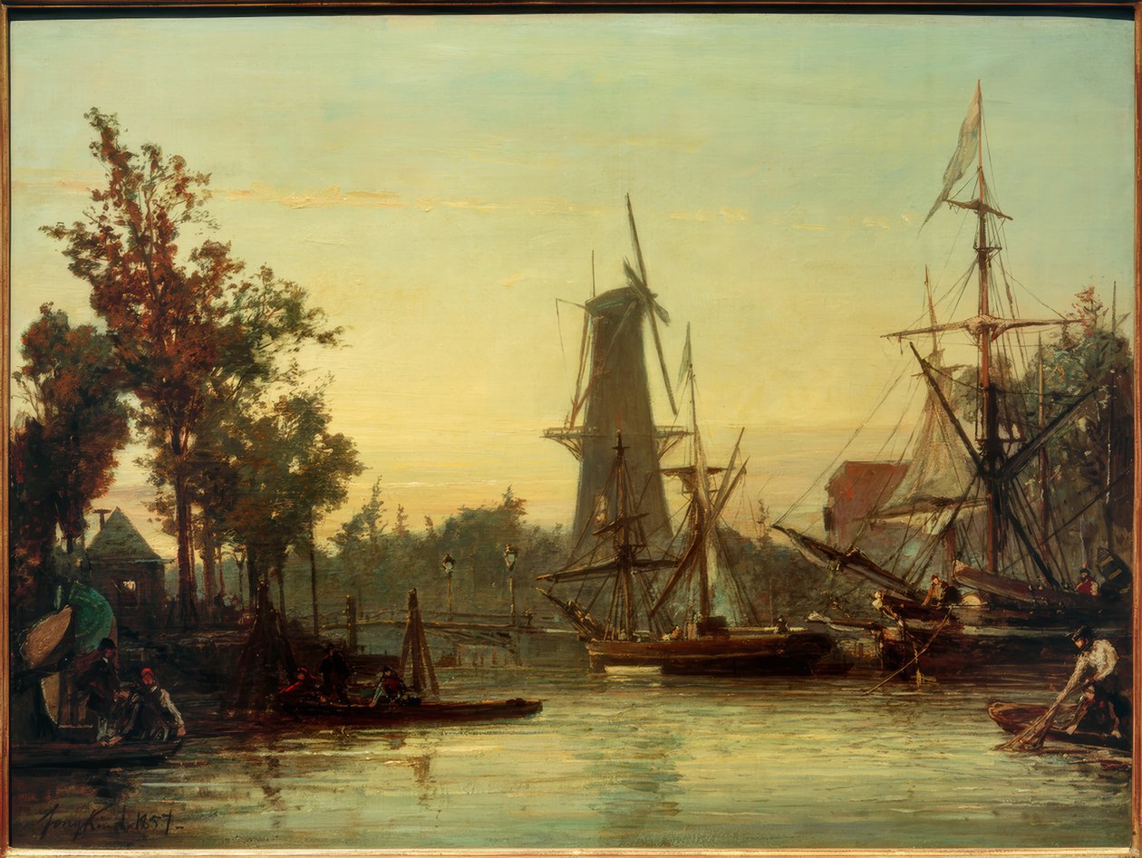 Port śródlądowy w Rotterdamie autorstwa Johan Barthold Jongkind