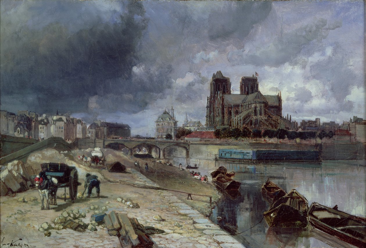 Notre-Dame z Quai de la Tournelle, 1852 autorstwa Johan Barthold Jongkind