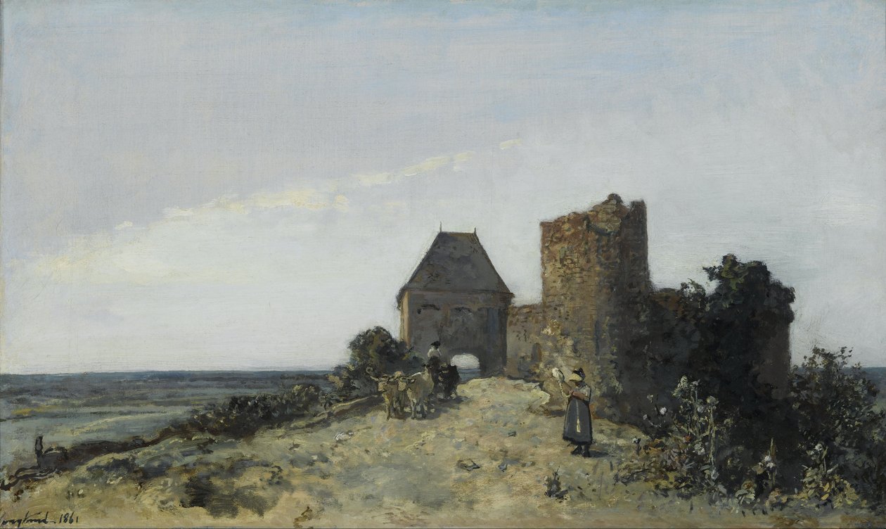 Ruiny zamku Rosemont autorstwa Johan Barthold Jongkind