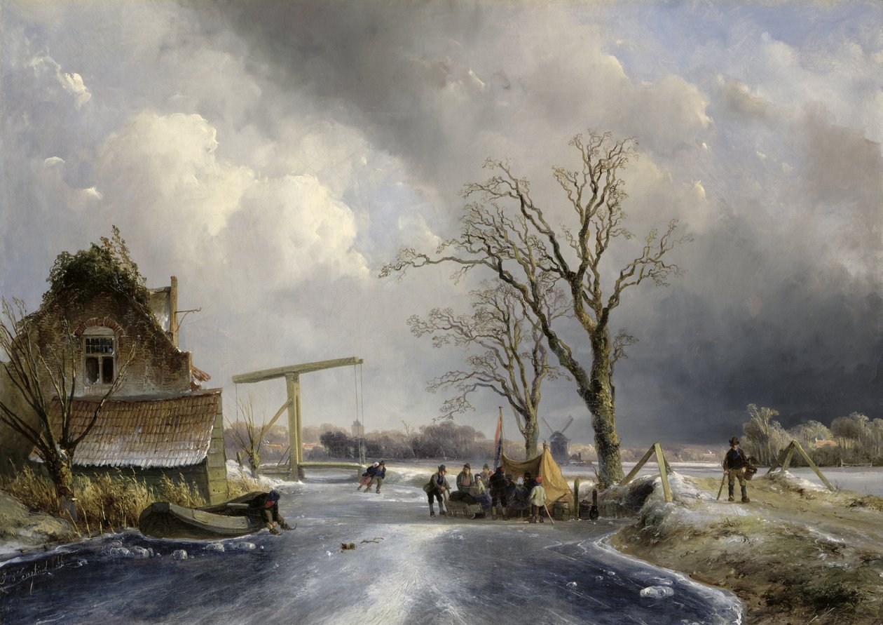 Scena zimowa, 1846 r. autorstwa Johan Barthold Jongkind