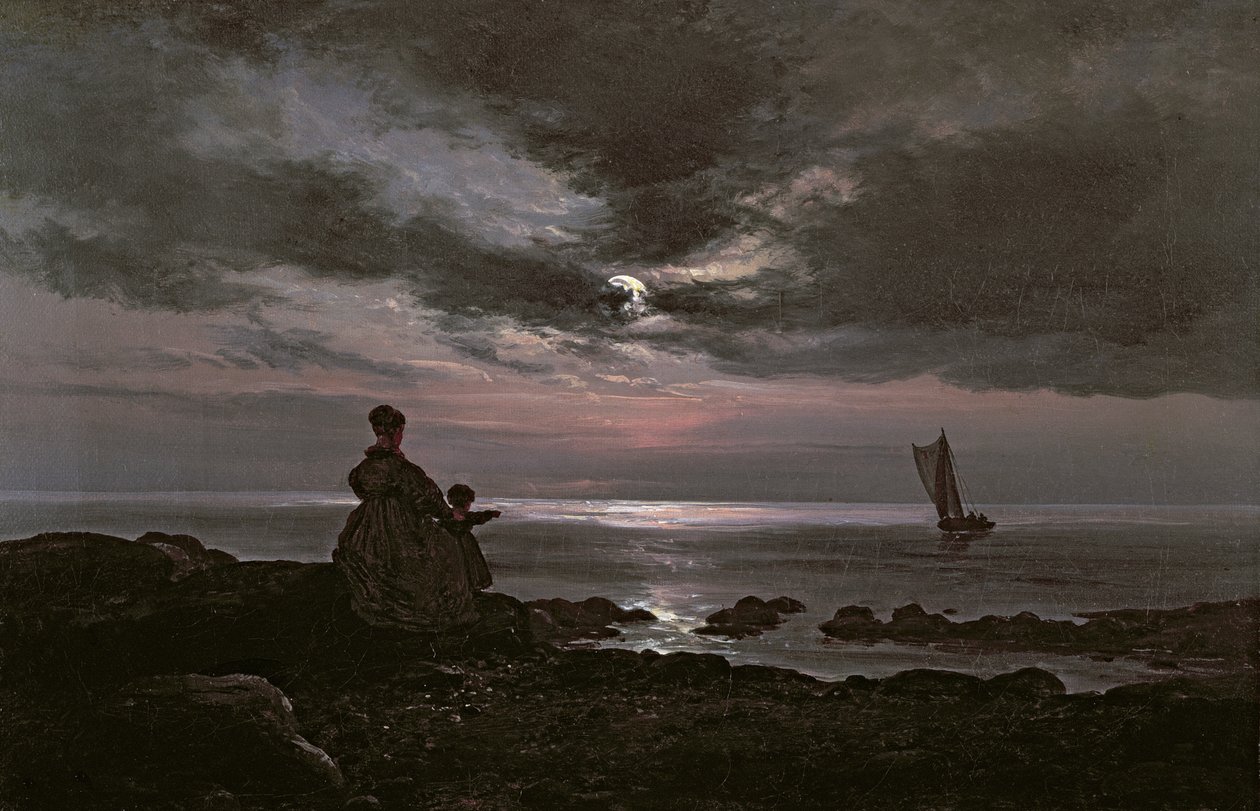 Matka z dzieckiem nad morzem, 1840 autorstwa Johan Christian Dahl