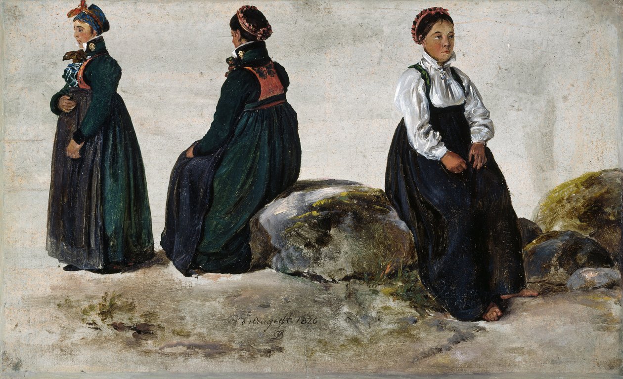 Studia kostiumów kobiecych z Lustre in Sign autorstwa Johan Christian Dahl