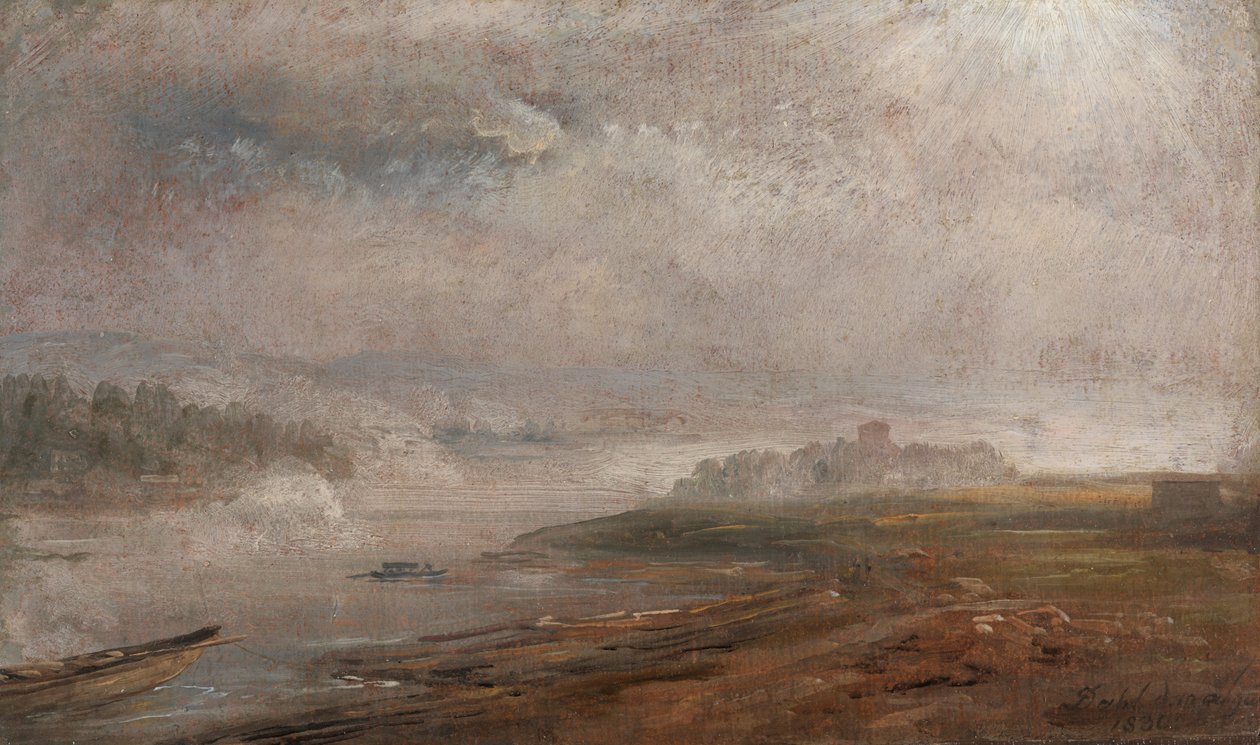 Łaba w mglisty poranek autorstwa Johan Christian Dahl