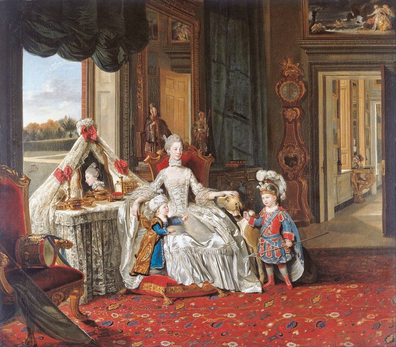 Królowa Charlotte (1744-1818) ze swoimi dwoma najstarszymi synami autorstwa Johan Joseph Zoffany