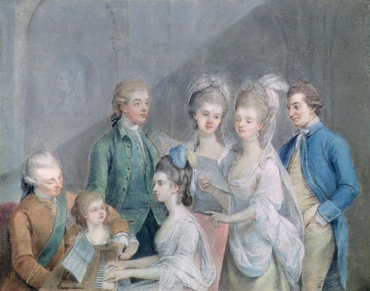 Rodzina Charlesa Schawa, 9 barona Cathcarta (1721-76) (pastel na papierze) autorstwa Johan Joseph Zoffany