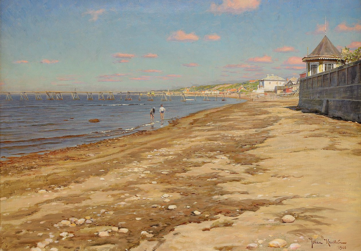 Plaża z kąpiącymi się chłopcami autorstwa Johan Fredrik Krouthen