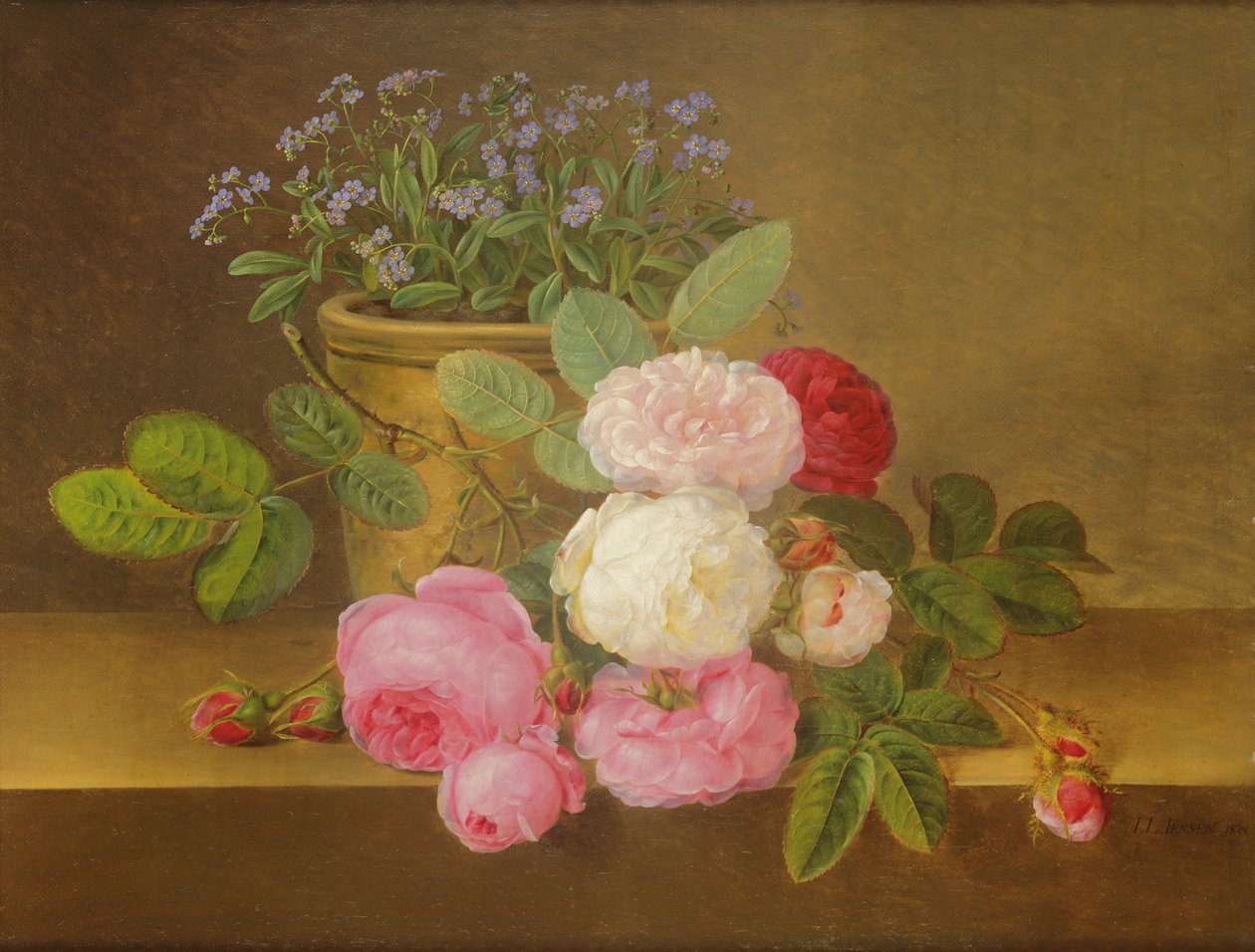 Martwa natura z kwiatami autorstwa Johan Laurents Jensen