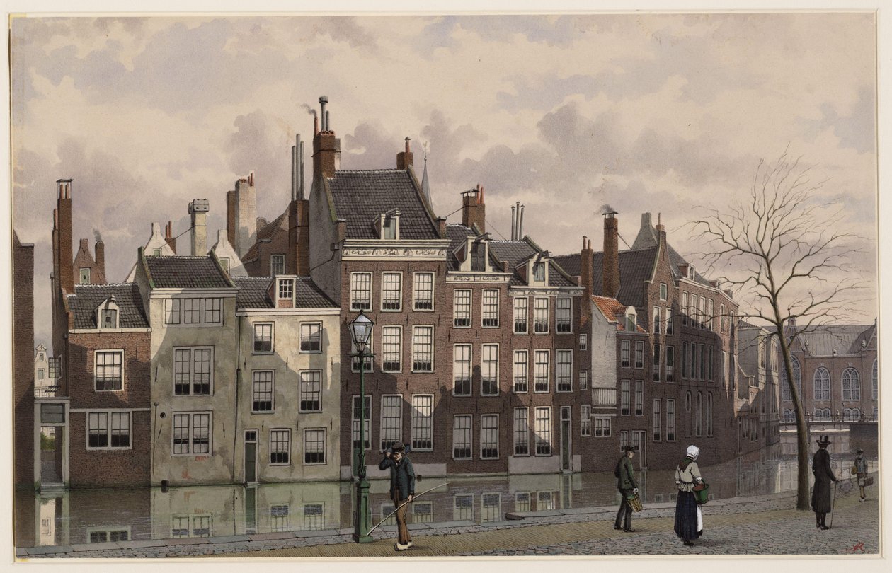 Nieuwezijdsvoorburgwal. Rysunek. Amsterdam, Archiwum Miejskie w Amsterdamie autorstwa Johan Rieke
