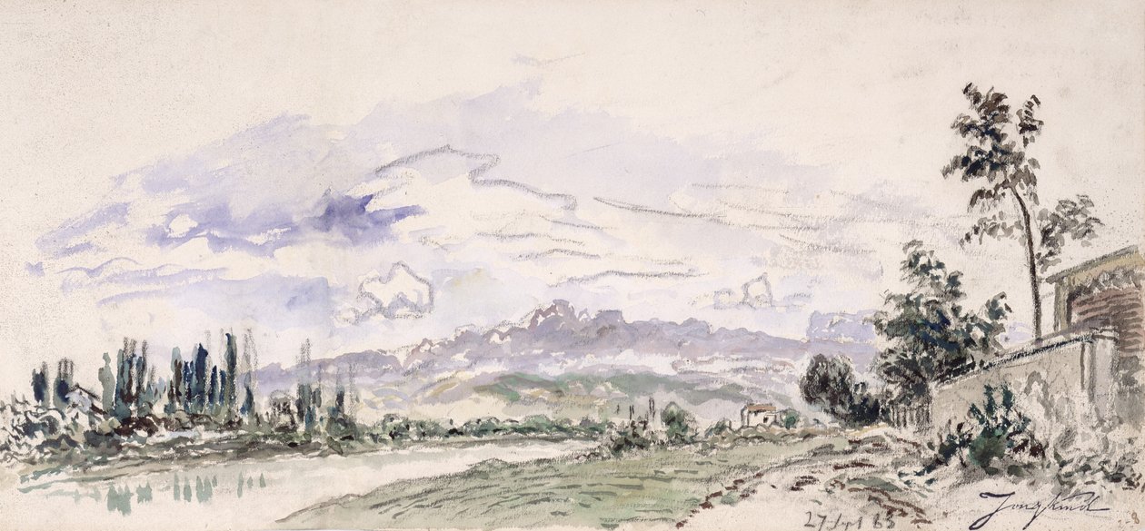 Brzegi rzeki Isere, 27 września 1863 r. autorstwa Johan Barthold Jongkind