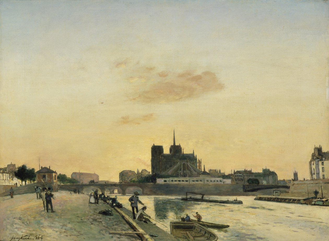 Widok Notre Dame, Paryż, 1864 autorstwa Johan Barthold Jongkind