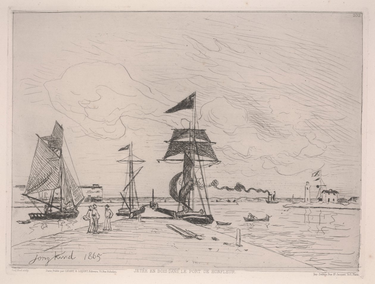 Drewniane molo w porcie Honfleur autorstwa Johan Barthold Jongkind