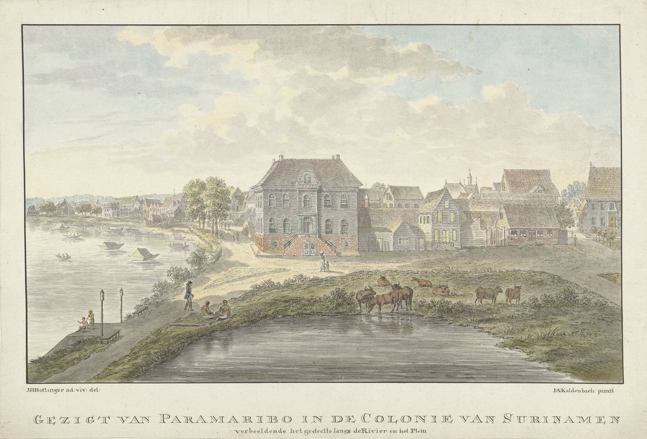 Widok na Paramaribo autorstwa Johan Antonie Kaldenbach