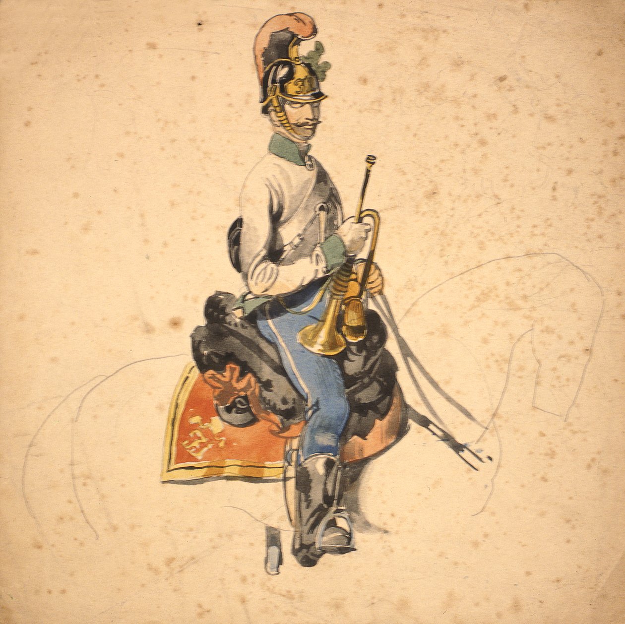 Żołnierz 5. pułku smoków, książę Eugeniusz Sabaudii 1840-50 autorstwa Johan Baptiste Heinefetter