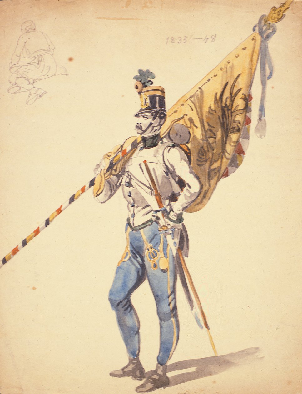 Oficer w batalionie barwnym węgierskiego pułku piechoty, 1835-1848, XIX w. autorstwa Johan Baptiste Heinefetter