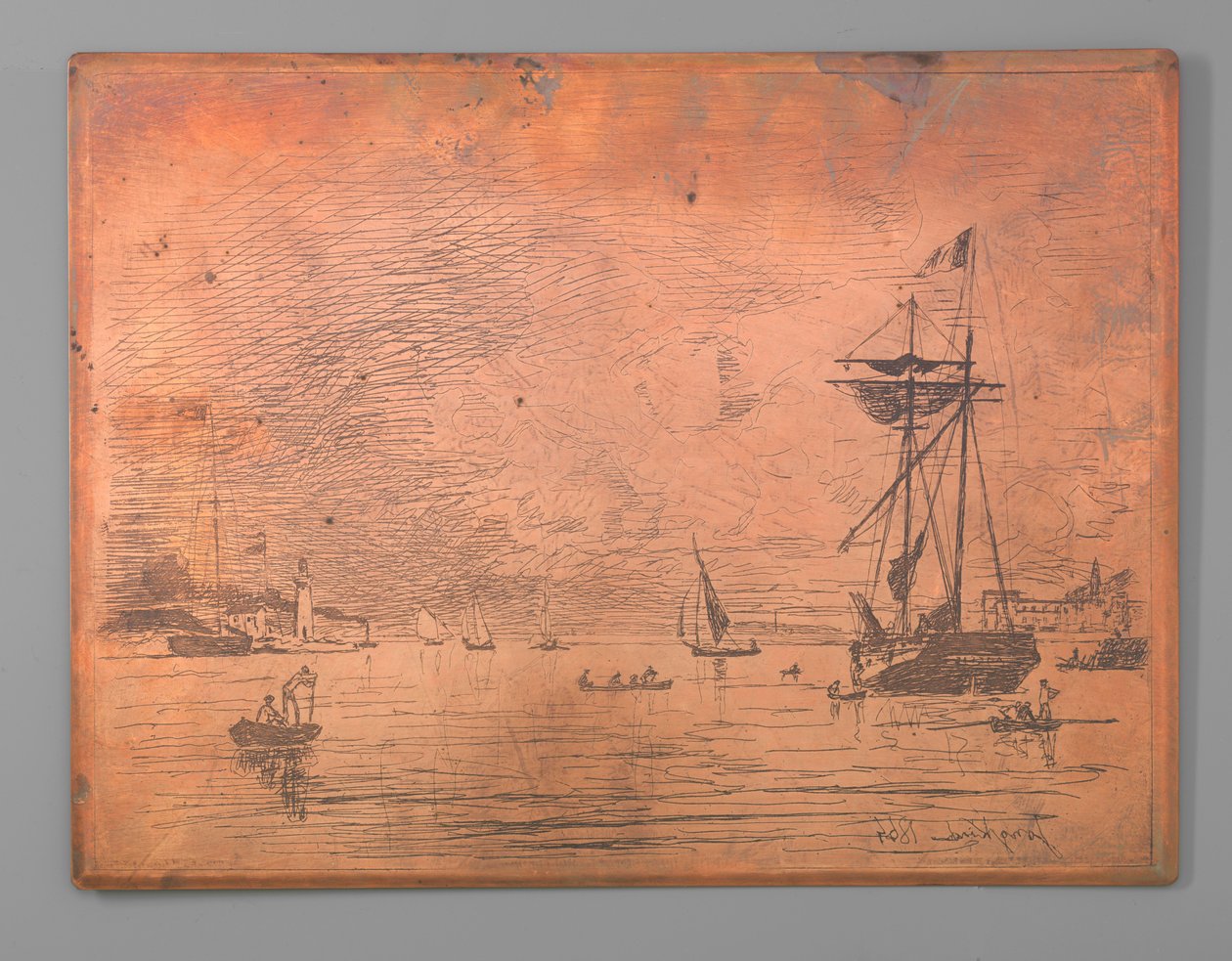Port Honfleur autorstwa Johan Barthold Jongkind (signed by artist)