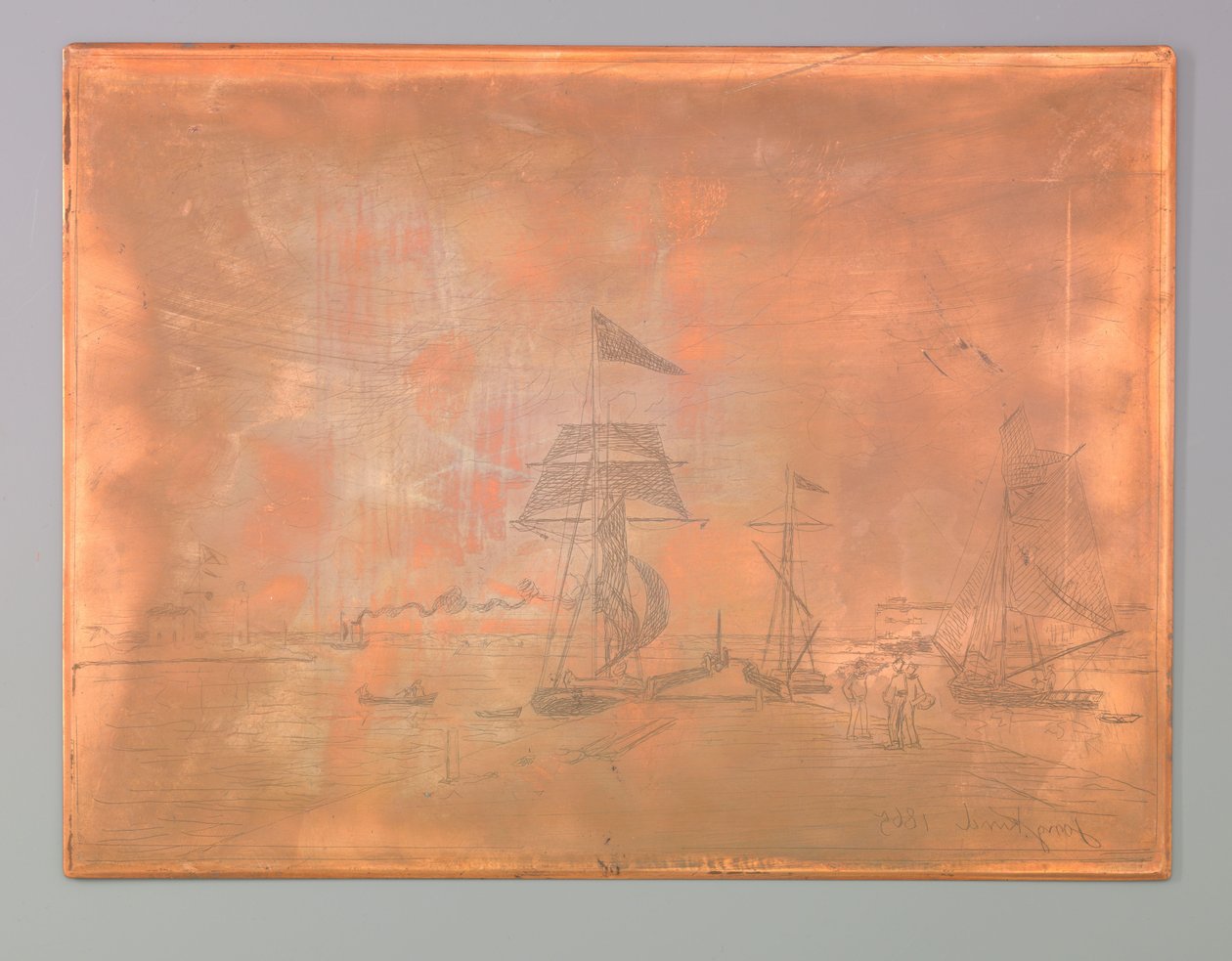 Molo w porcie Honfleur autorstwa Johan Barthold Jongkind (signed by artist)