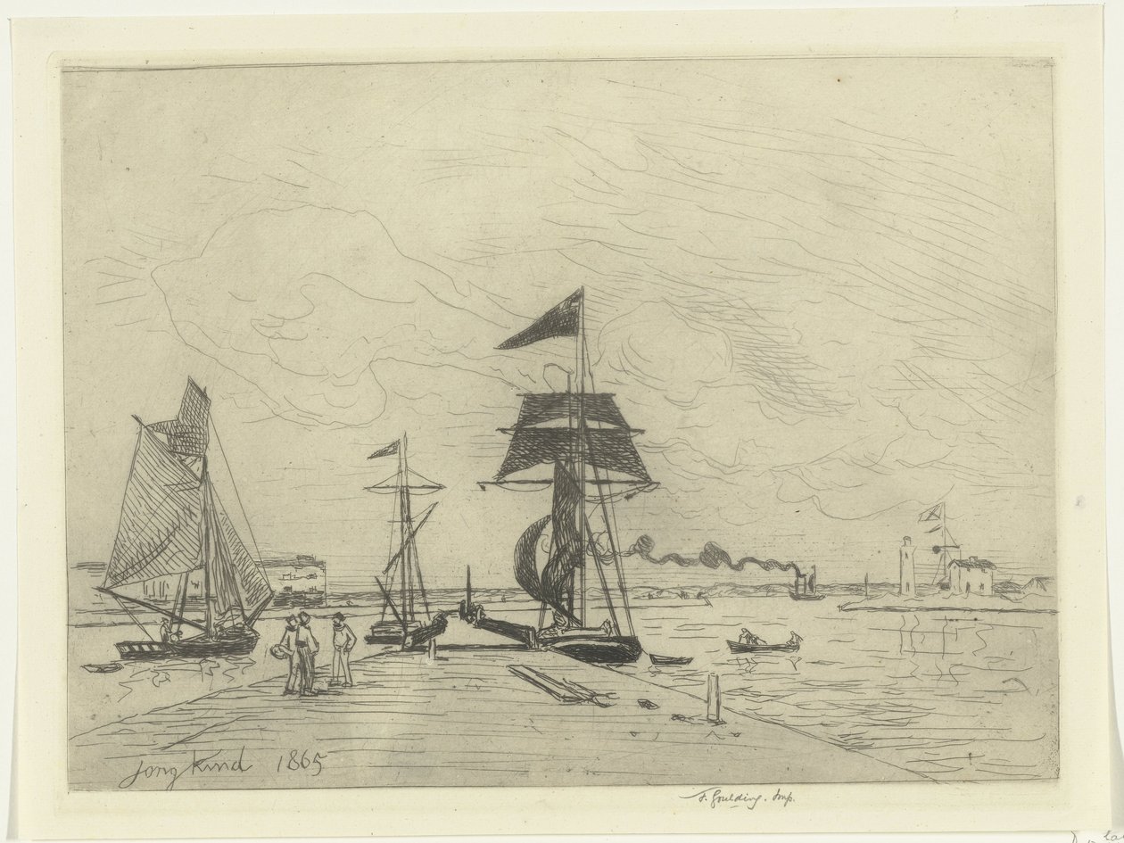 Molo w Honfleur autorstwa Johan Barthold Jongkind