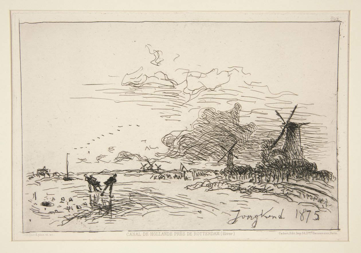 Canal de Hollande, pr?s de Rotterdam (Hiver) [Holland Canal, niedaleko Rotterdamu (zima)] autorstwa Johan Barthold Jongkind