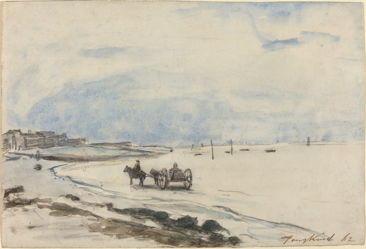 Koszyk na plaży w Etretat autorstwa Johan Barthold Jongkind