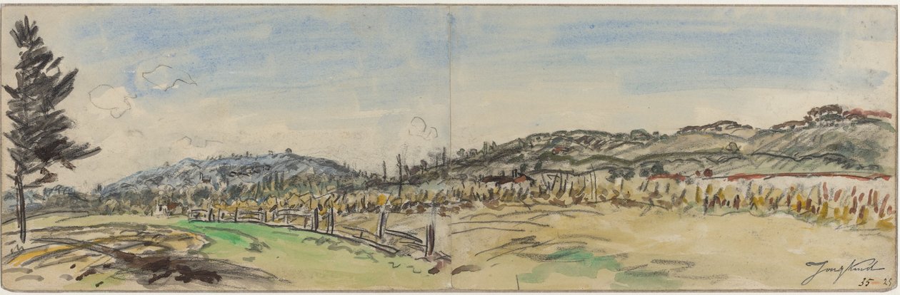 Wieś w pobliżu Brezins, między Grenoble a Vienne autorstwa Johan Barthold Jongkind