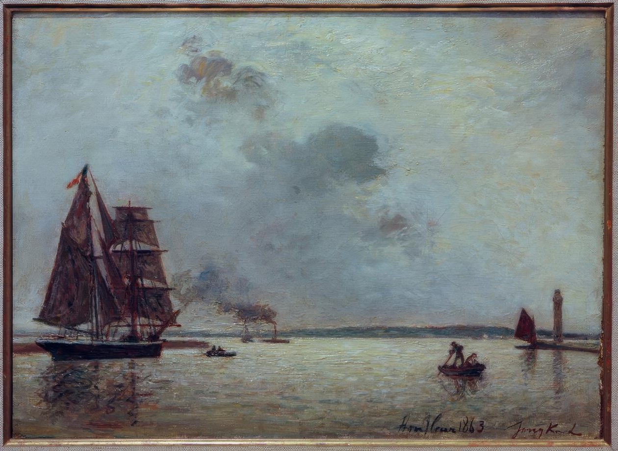 Wjazd do portu Honfleur o wschodzie słońca autorstwa Johan Barthold Jongkind