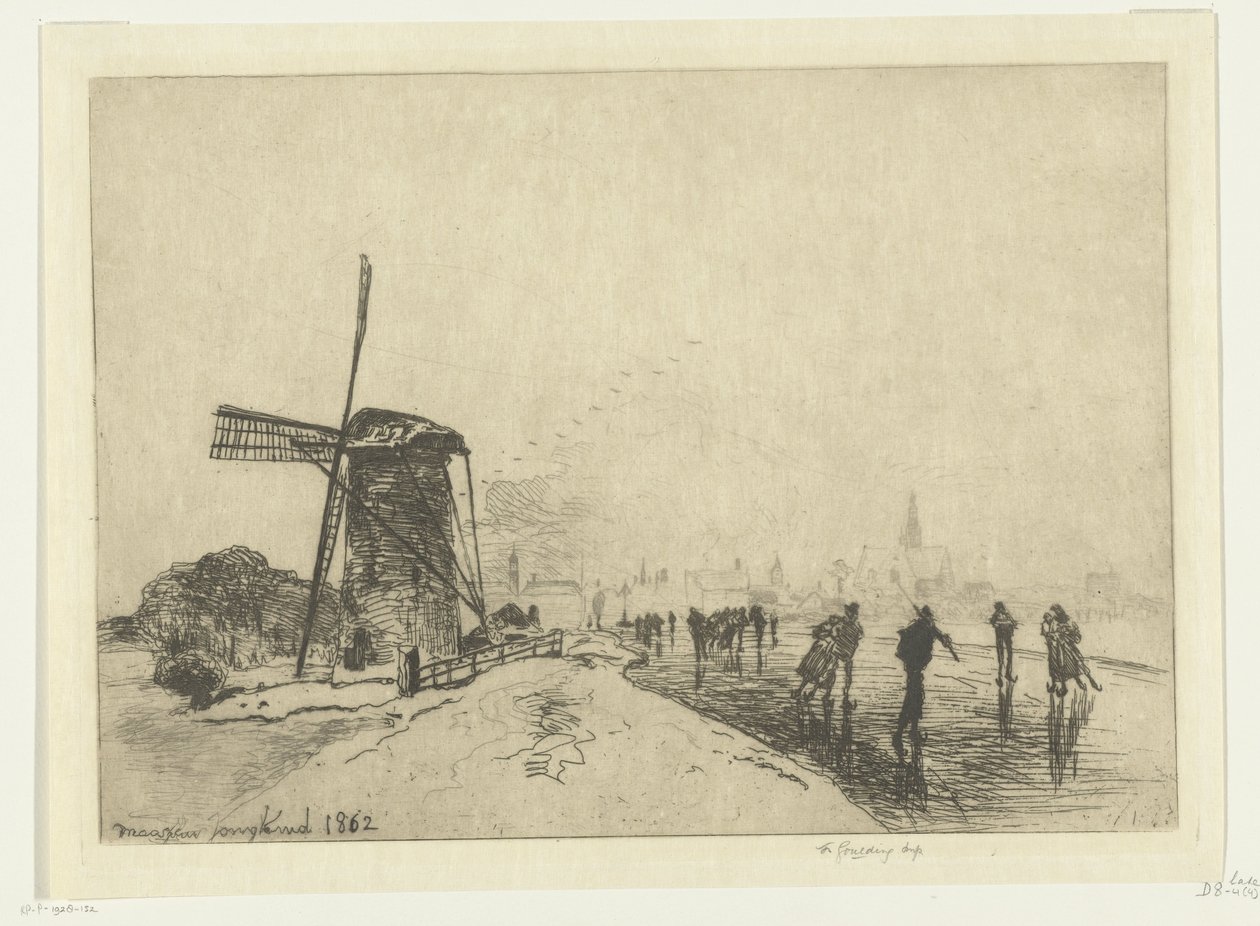 Widok na Maassluis Vue de la ville de Maaslins (Holandia) (tytuł obiektu) autorstwa Johan Barthold Jongkind