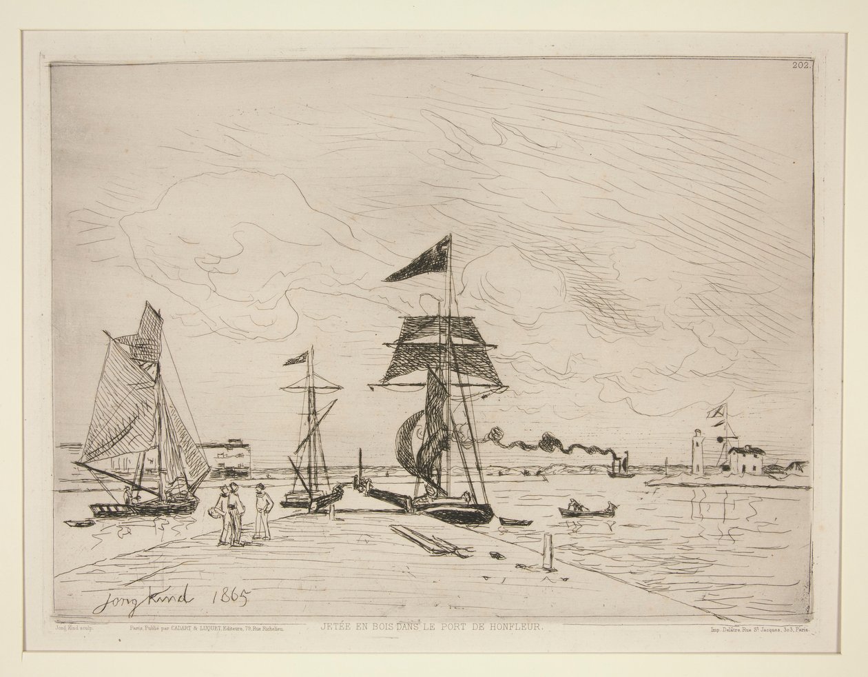 Drewniane molo w porcie Honfleur autorstwa Johan Barthold Jongkind