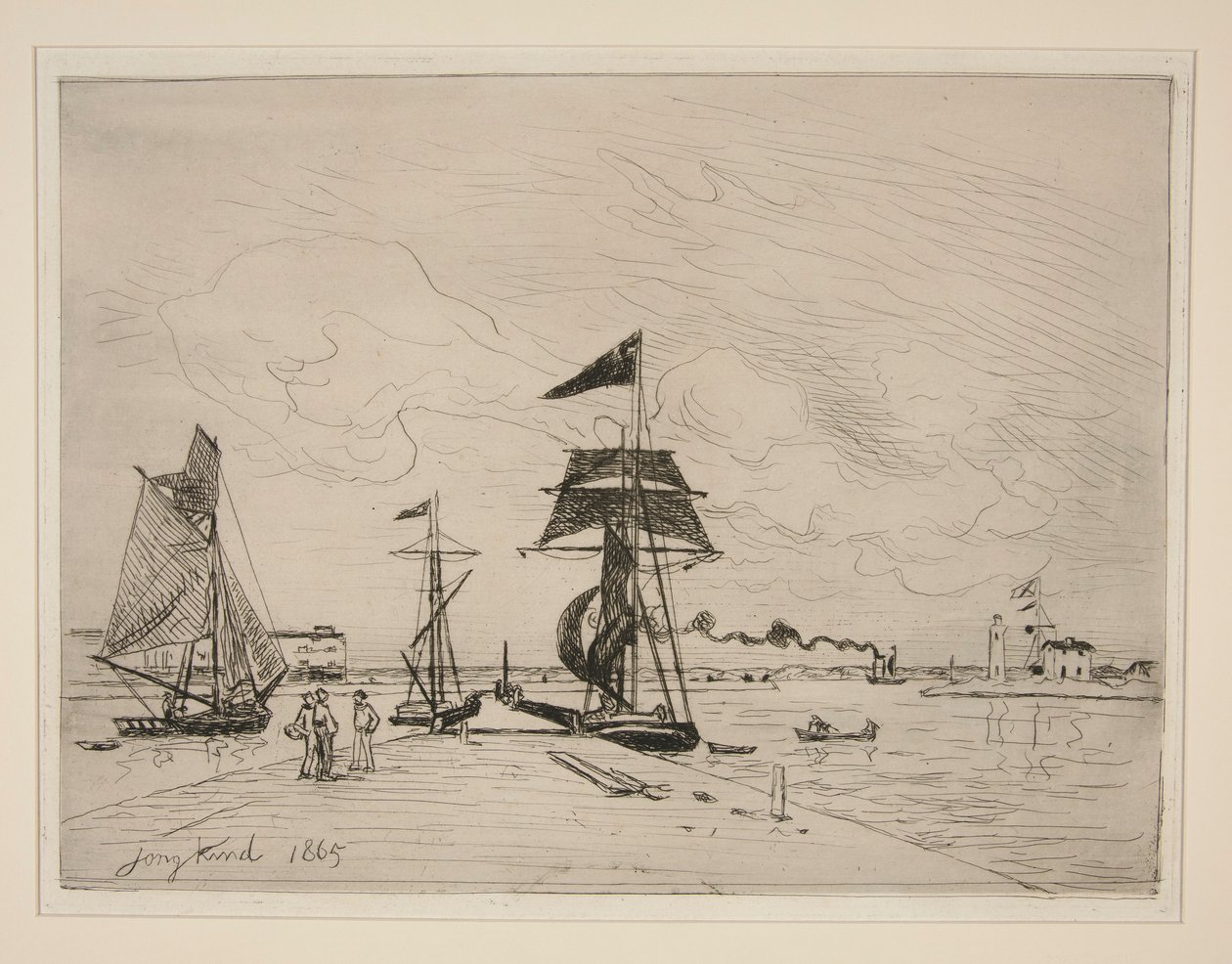 Drewniane molo w porcie Honfleur autorstwa Johan Barthold Jongkind