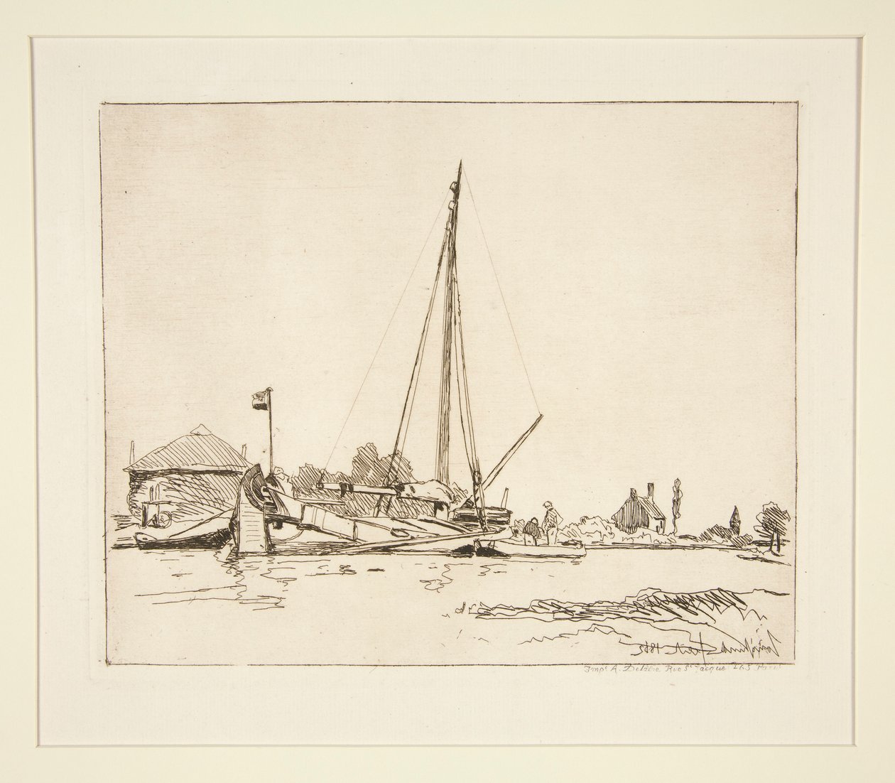 La Barque amar?e (Łódź zacumowana) autorstwa Johan Barthold Jongkind