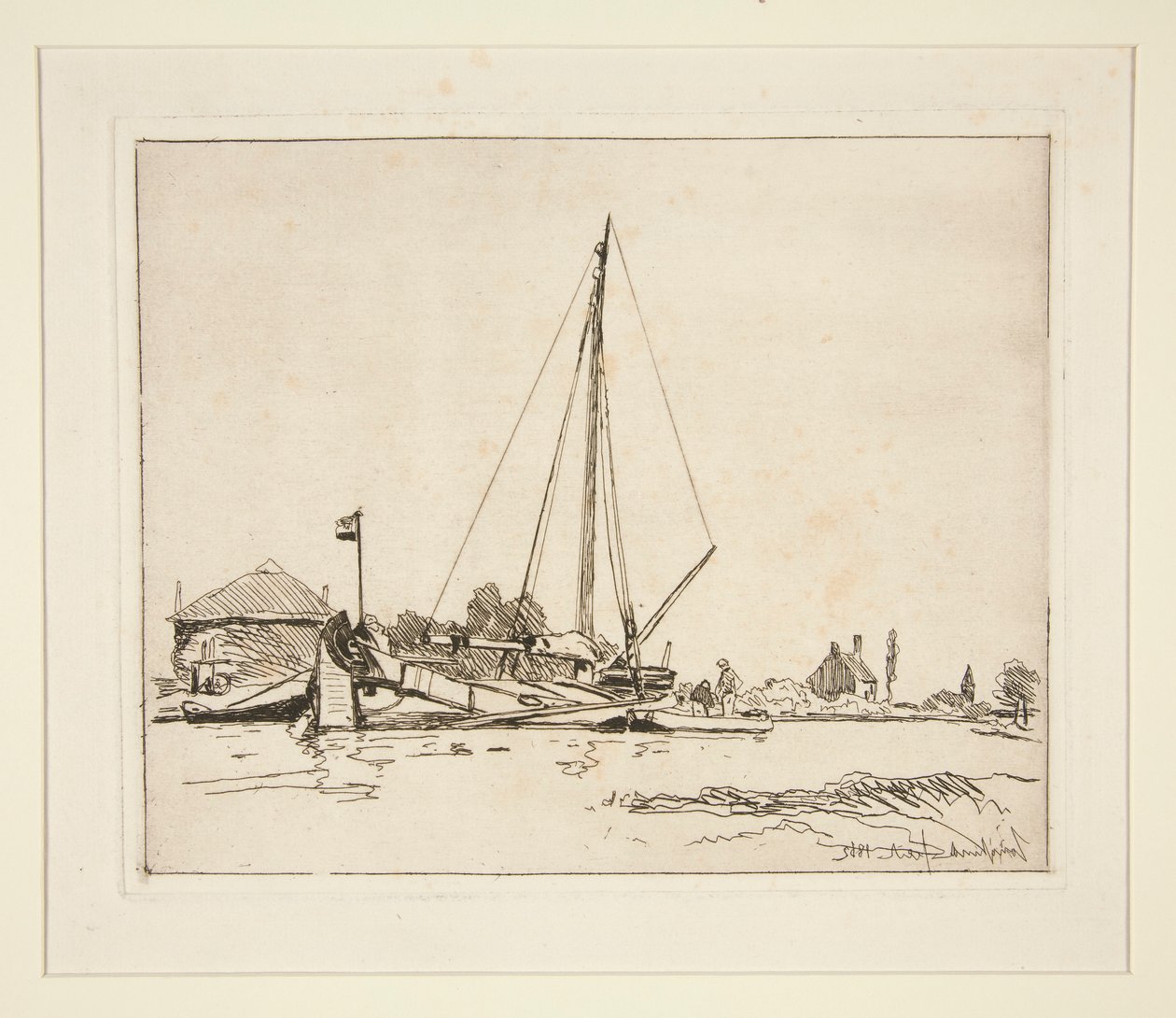 La Barque amarr?e (Łódź zacumowana) autorstwa Johan Barthold Jongkind
