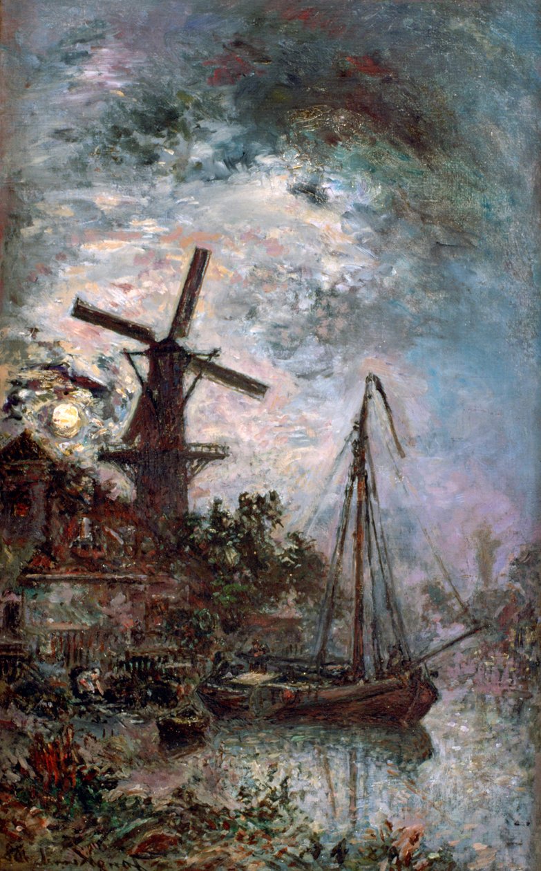 Krajobraz z młynem, 1888 autorstwa Johan Barthold Jongkind