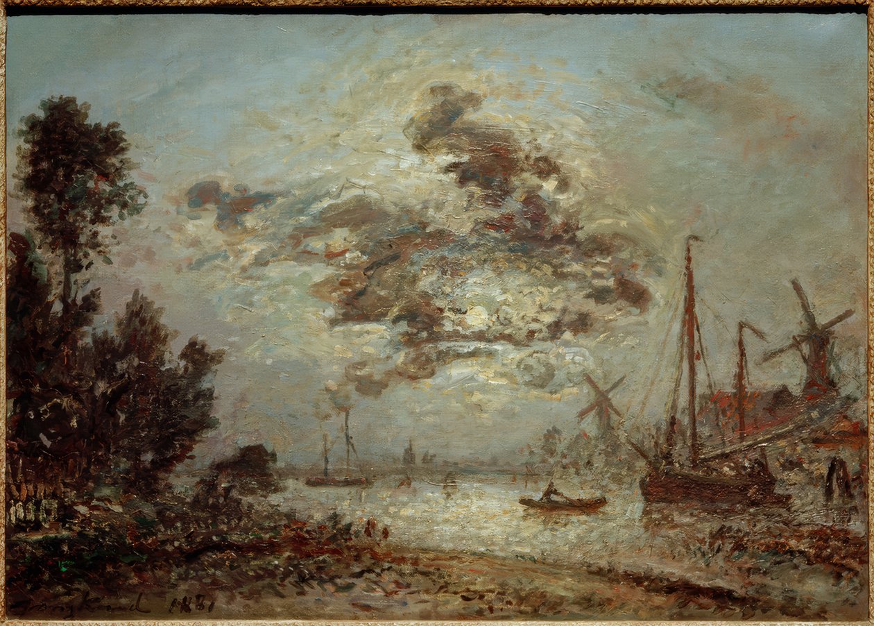 Światło księżyca nad Dordrecht autorstwa Johan Barthold Jongkind