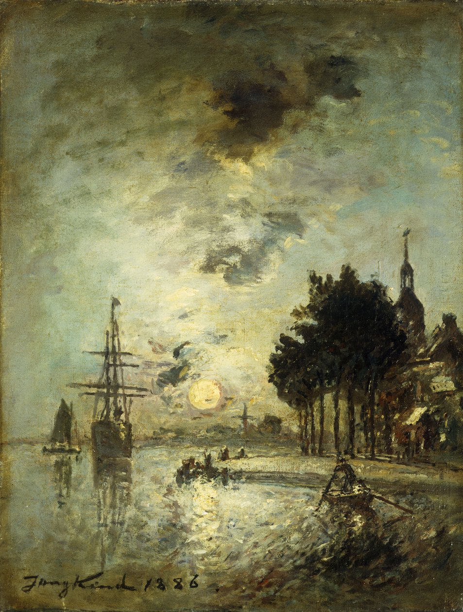 Światło księżyca; Światło księżyca, 1886 r autorstwa Johan Barthold Jongkind