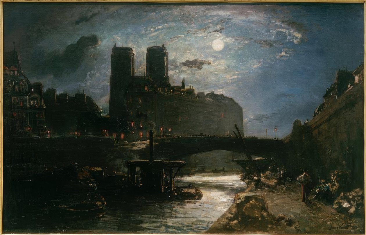 Notredame de Paris w świetle księżyca autorstwa Johan Barthold Jongkind