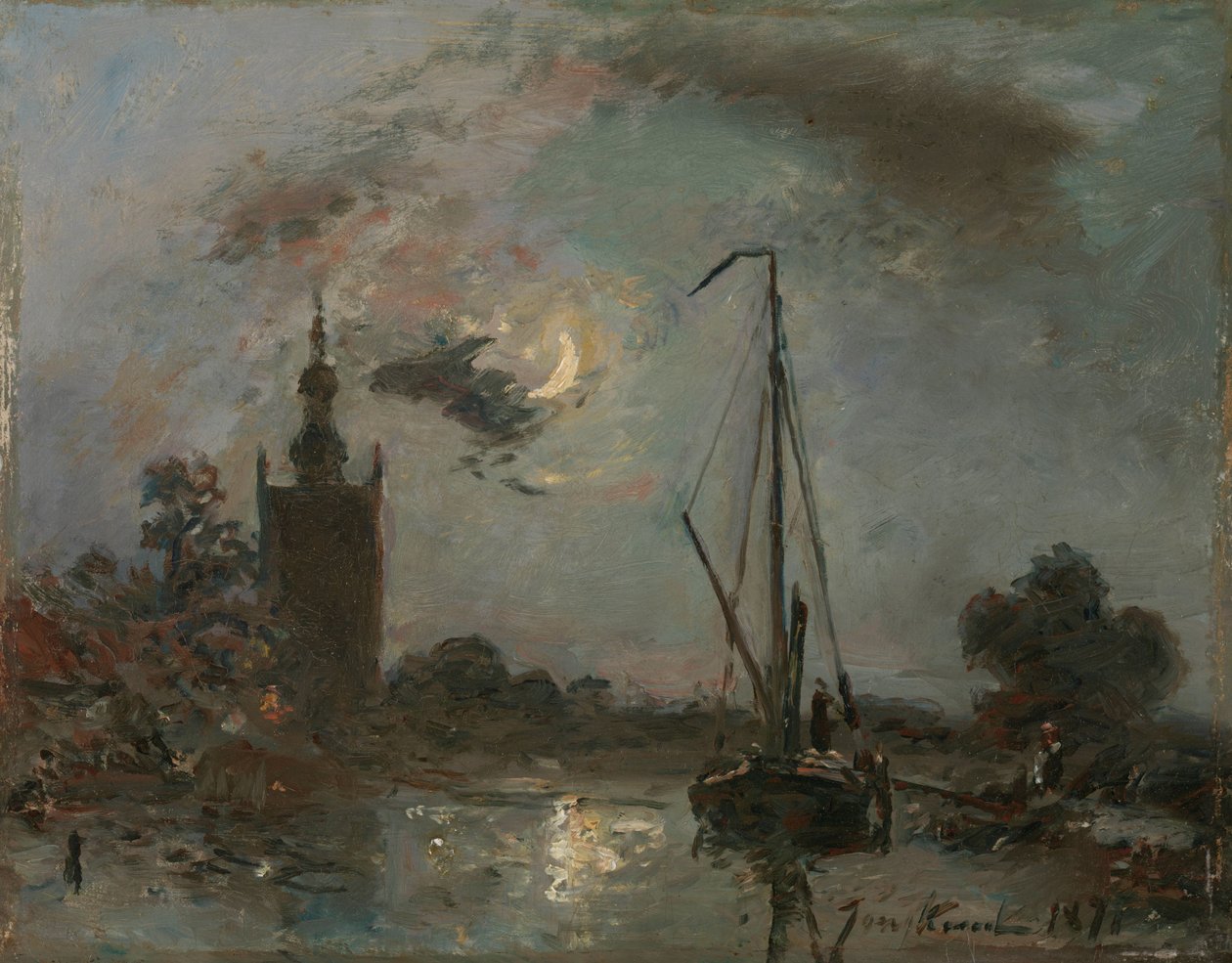 Overschie w świetle księżyca autorstwa Johan Barthold Jongkind