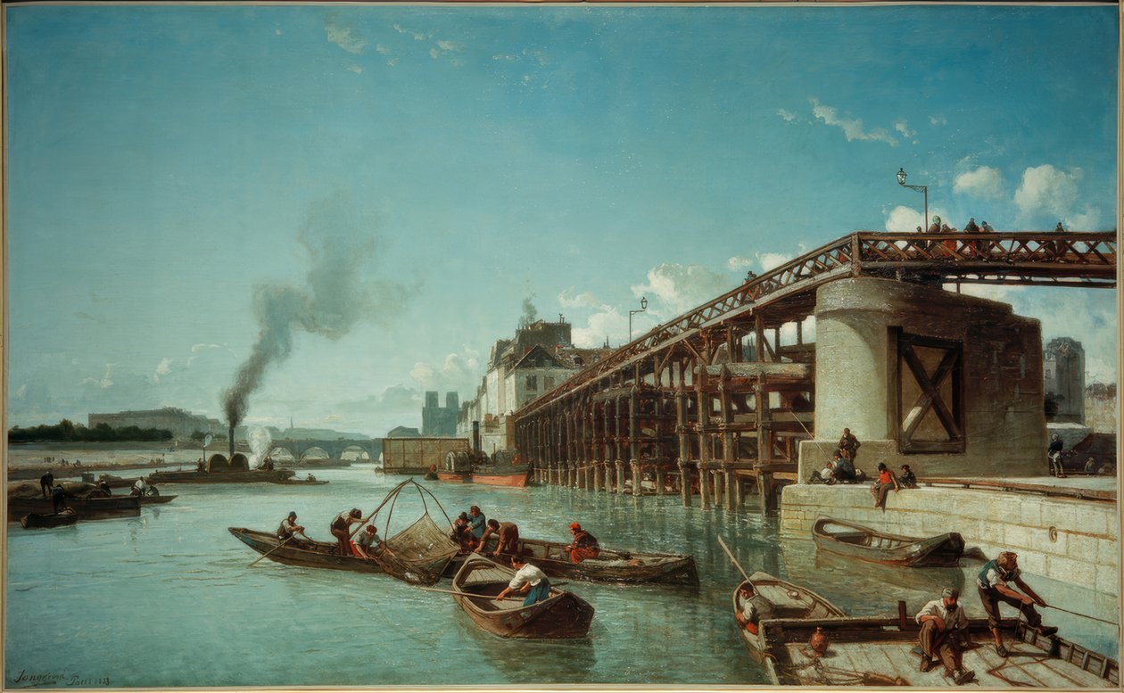 Paryż, most portowy na Sekwanie (Le Pont de l’Estacade) autorstwa Johan Barthold Jongkind