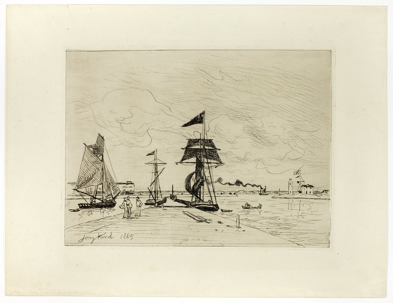 Molo w porcie Honfleur autorstwa Johan Barthold Jongkind