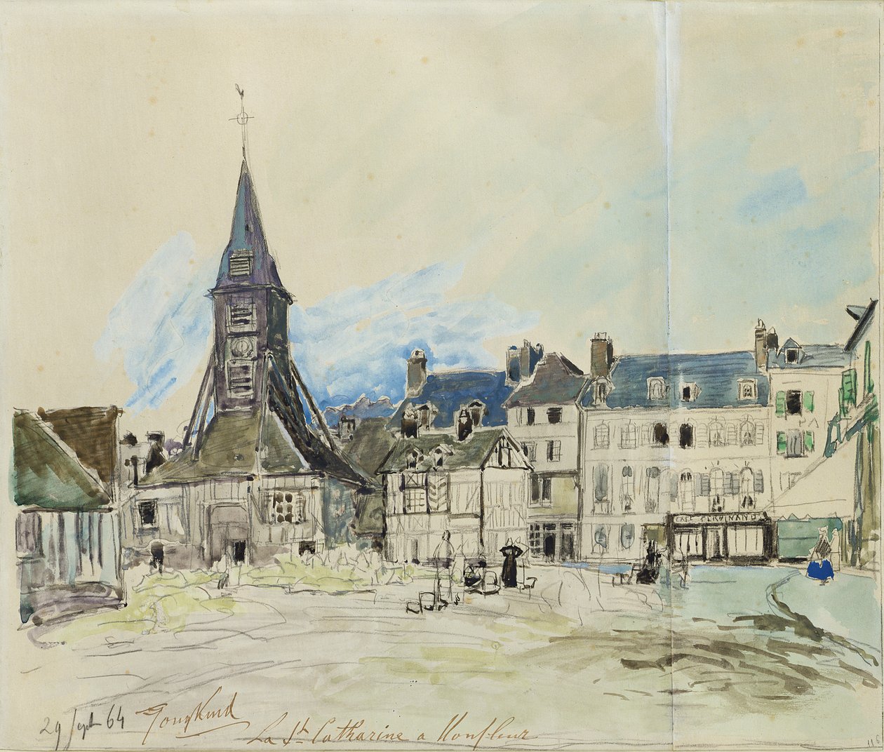 Kościół św. Katarzyny, Honfleur, 1864 r. autorstwa Johan Barthold Jongkind