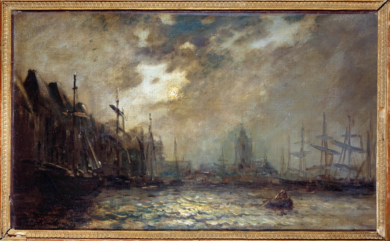 Port w Rotterdamie Obraz Jeana Bartholda Jongkinda (1819-1891) 1873 Charleville, Musee Rimbaud autorstwa Johan Barthold Jongkind