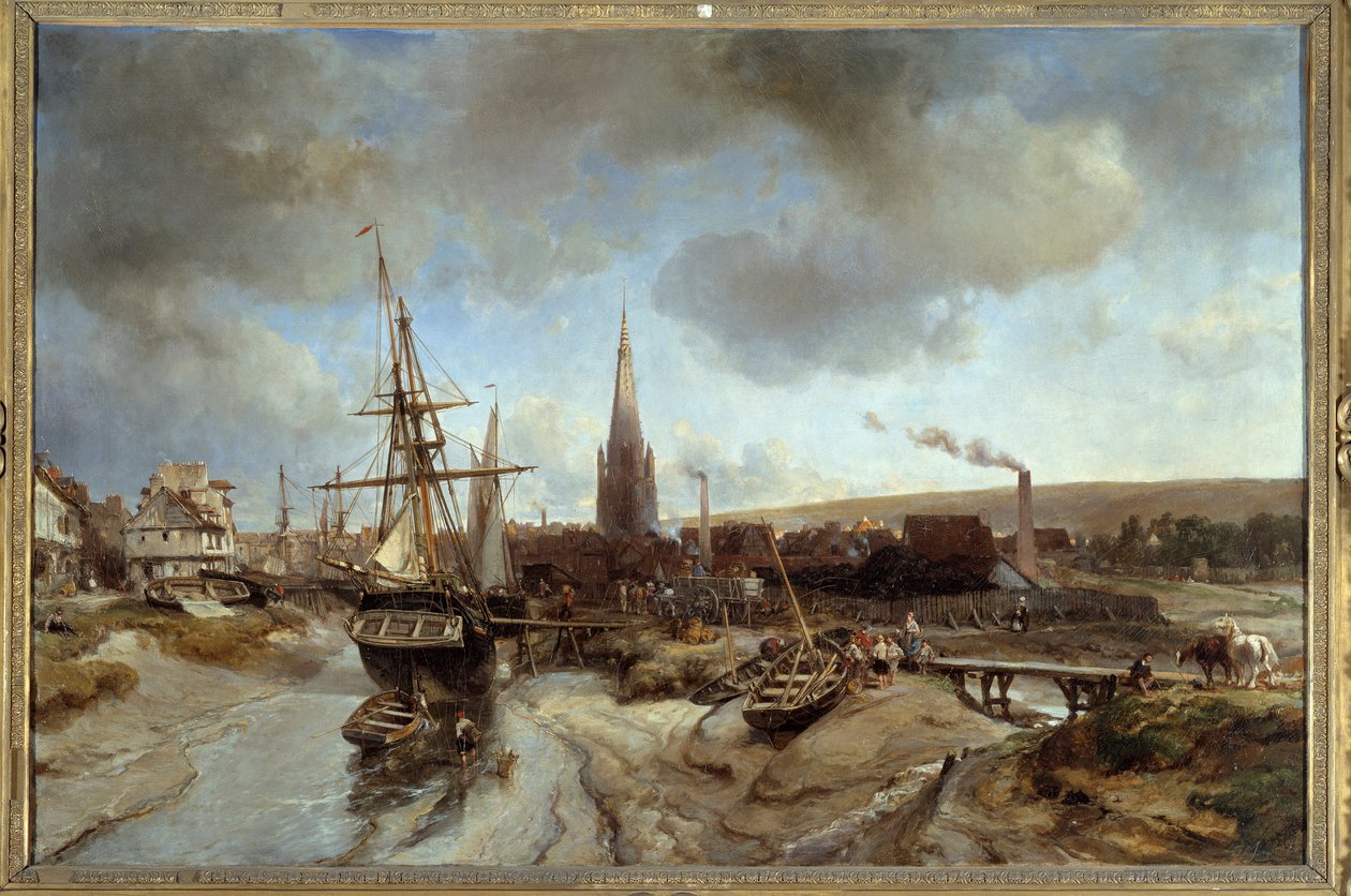 Port Harfleur (Seine Maritime). Obraz Jeana Bartholda Jongkinda (1819-1891) Ec. Hol. autorstwa Johan Barthold Jongkind