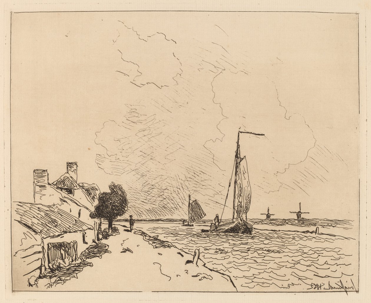 Dwie łodzie na Sail autorstwa Johan Barthold Jongkind