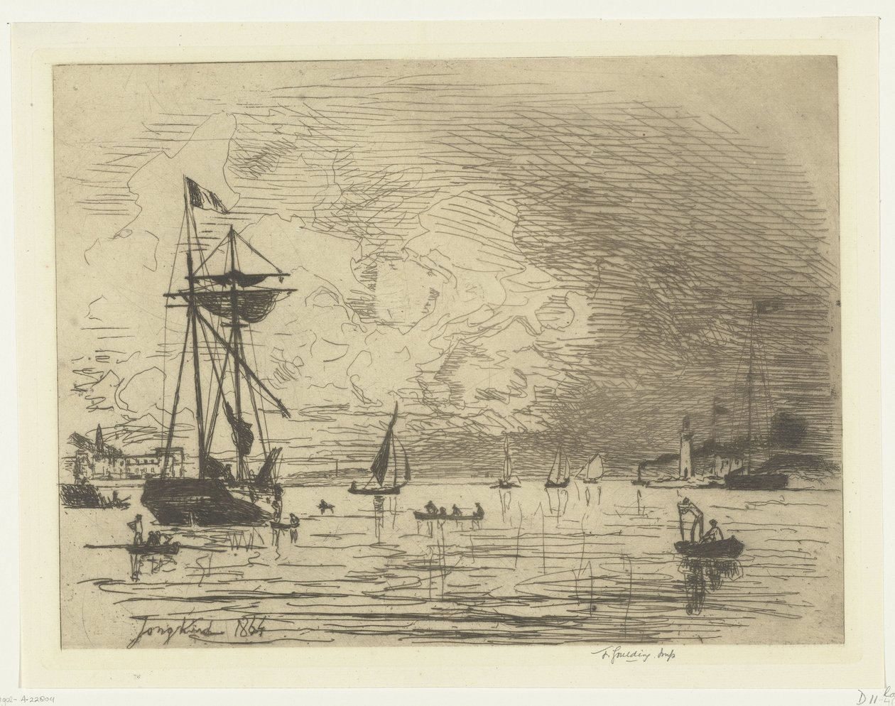 Wyjście z portu Honfleur Sortie du port de Honfleur (tytuł na obiekcie) autorstwa Johan Barthold Jongkind