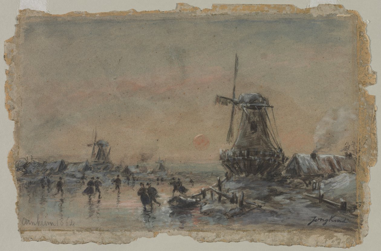 Widok na Arnheim (prosto) autorstwa Johan Barthold Jongkind