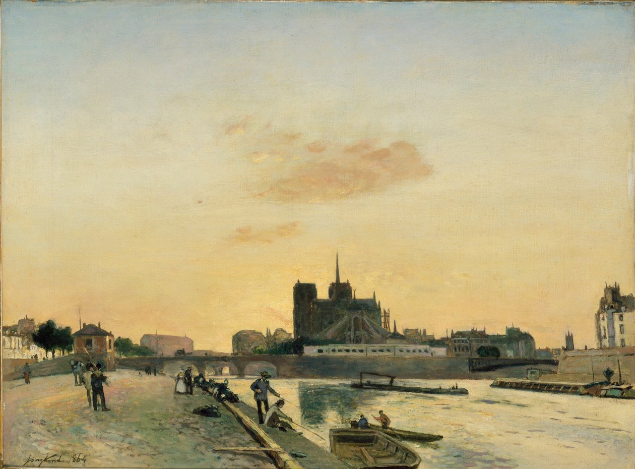 Widok Notre-Dame, Paryż, 1864 autorstwa Johan Barthold Jongkind