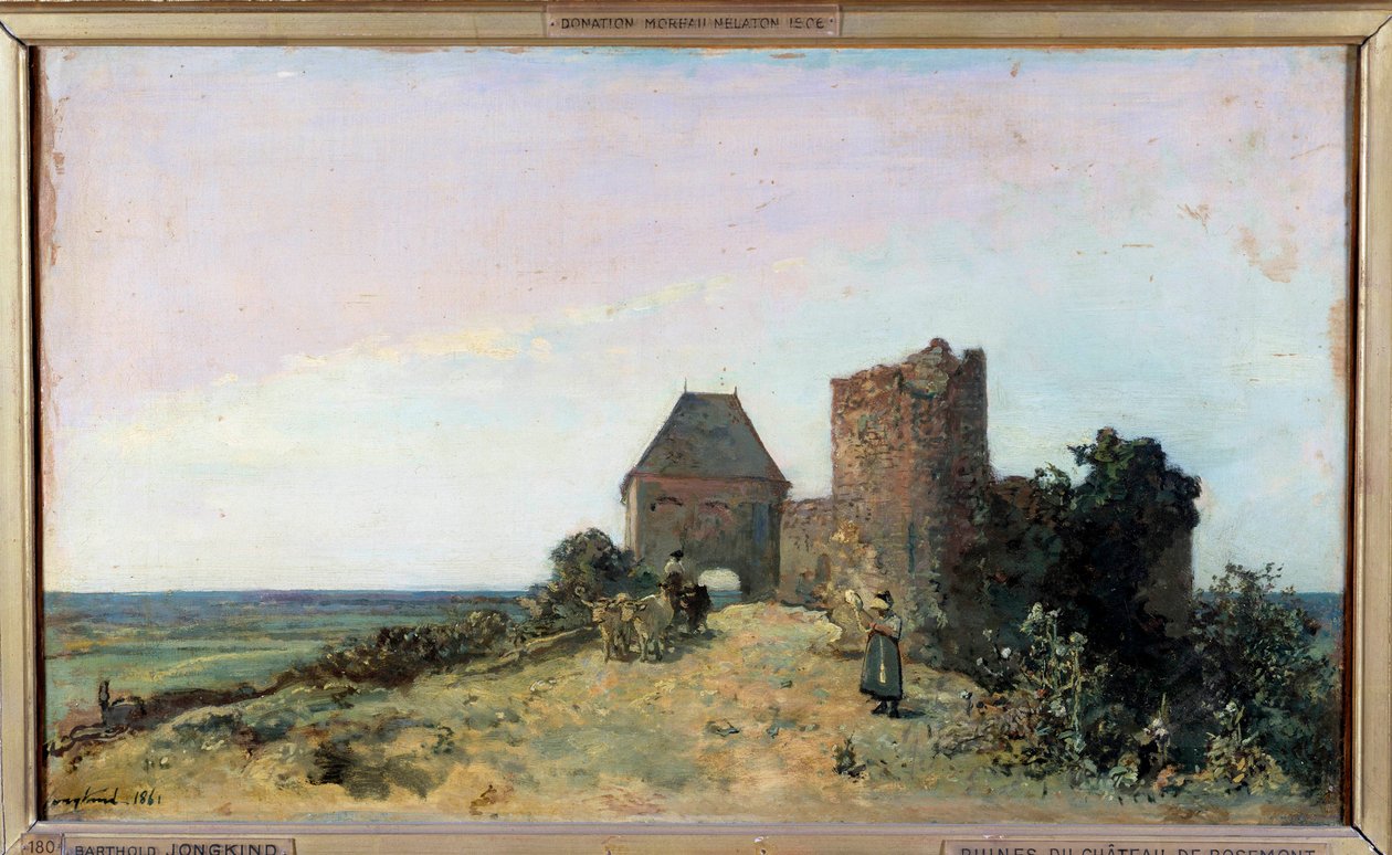 Widok ruin zamku Rosemont w Nievre Obraz Jeana Bartholda Jongkinda (1819-1891) 1861 nd. 0,34x0,56m. Paryż, Muzeum Orsay autorstwa Johan Barthold Jongkind